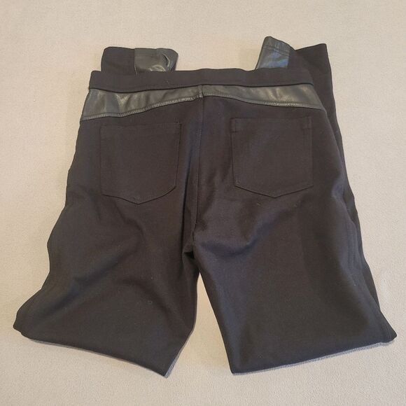 DKNY Black Leggings With Faux Leather Details Size Small - Picture 7 of 9